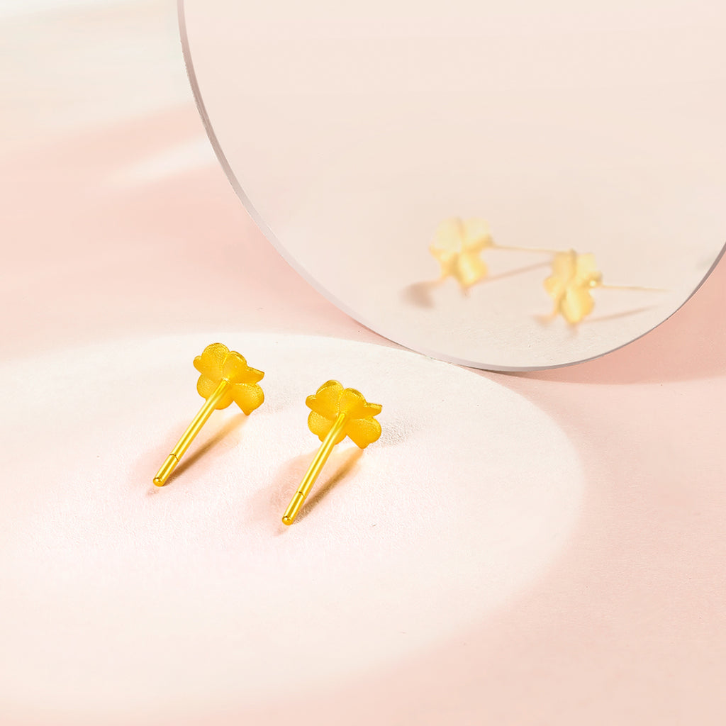 999.9 24K 金四葉草耳環 0.8-1克 16-19公分 A0912975