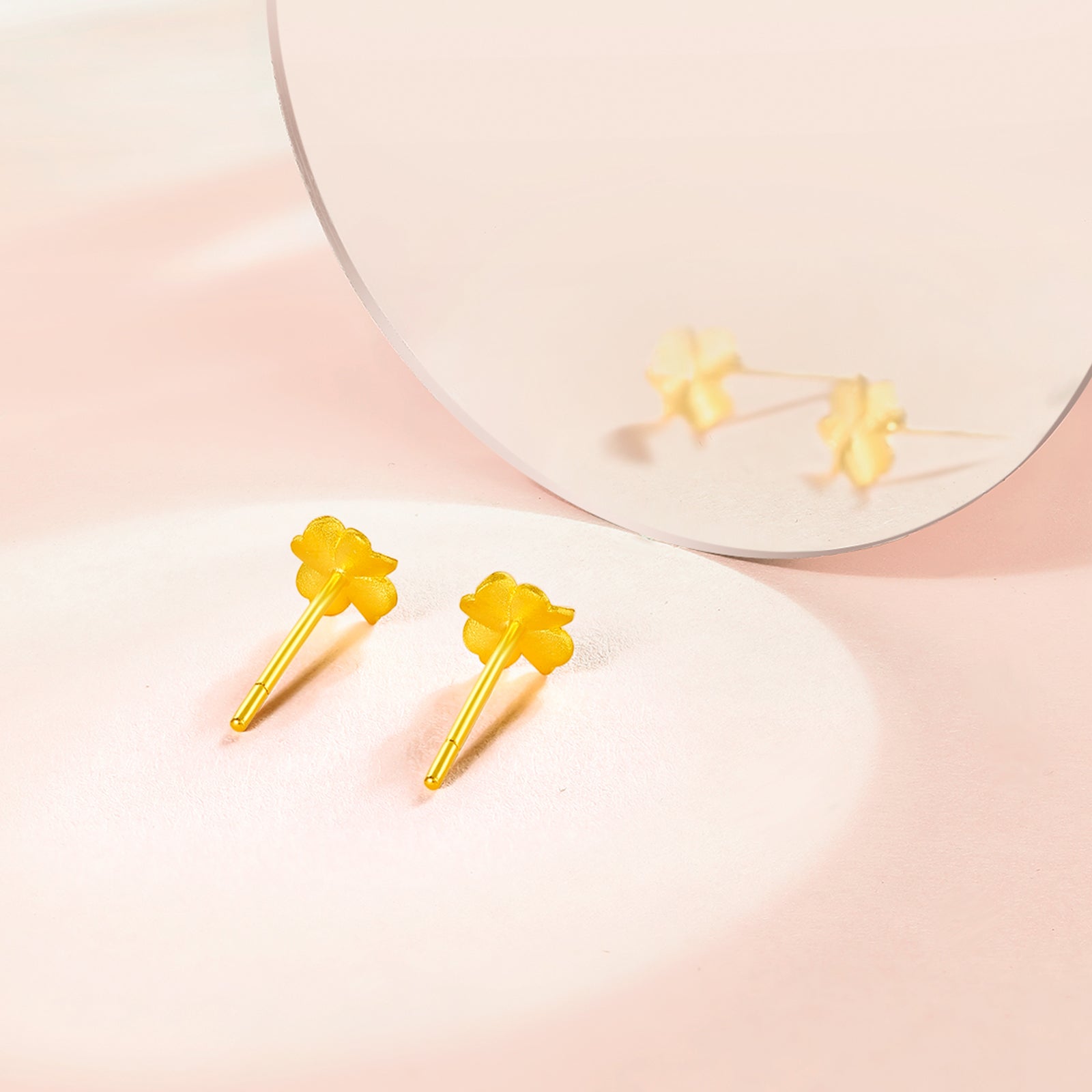 999.9 24K 金四葉草耳環 0.8-1克 16-19公分 A0912975