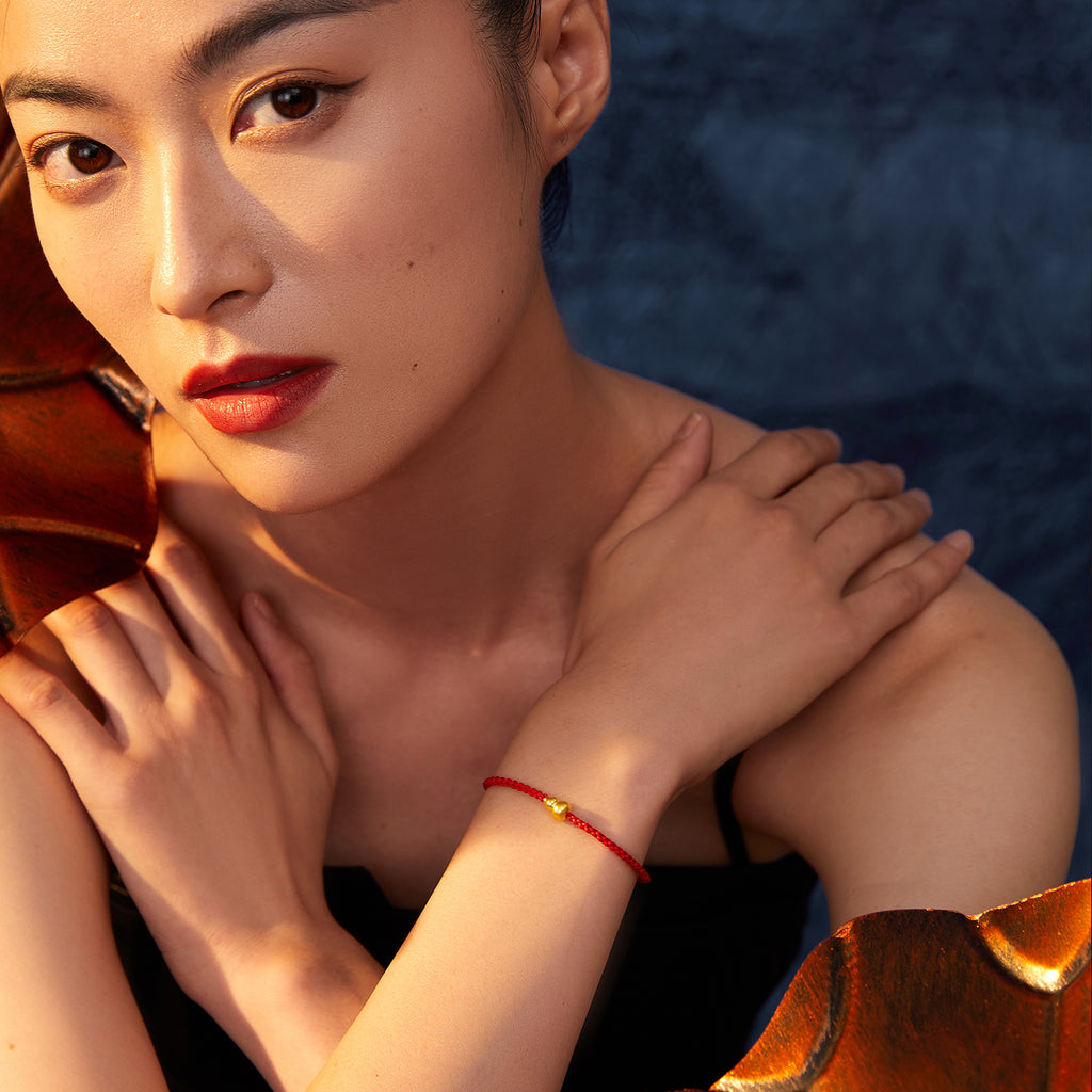 Antiquity Gold' 999.9 24K Gold String Bracelet Gourd 2.1-2.4g AA175504