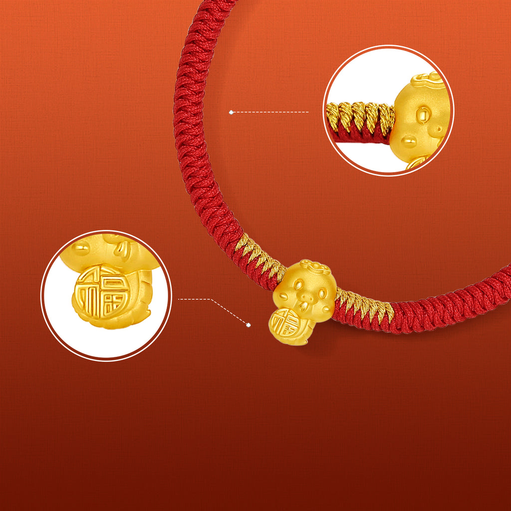 "Chinese Zodiac Snake" 24K Gold String Bracelet Snake 0.35-0.5g A1713121