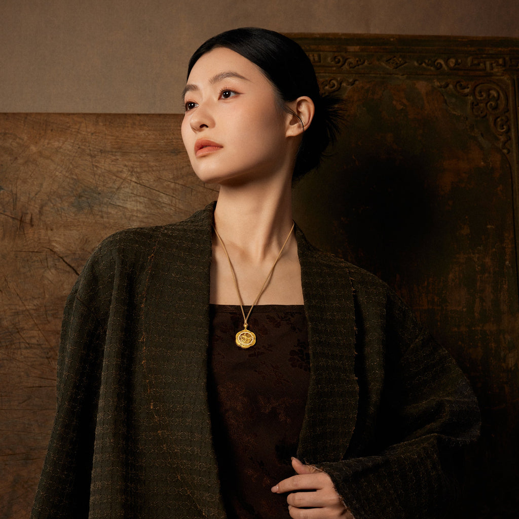 「中華文化典藏 - 木雕」24K 黃金墜飾 鑽石0.005克拉 12.96-15.36克 W0448492