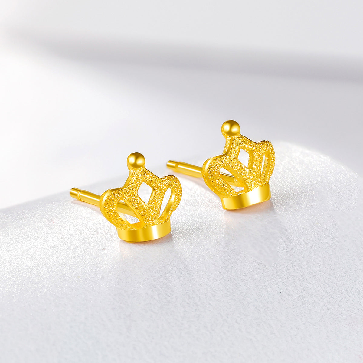 999 24K Gold Earrings Crown 1.2-1.4g AC091143