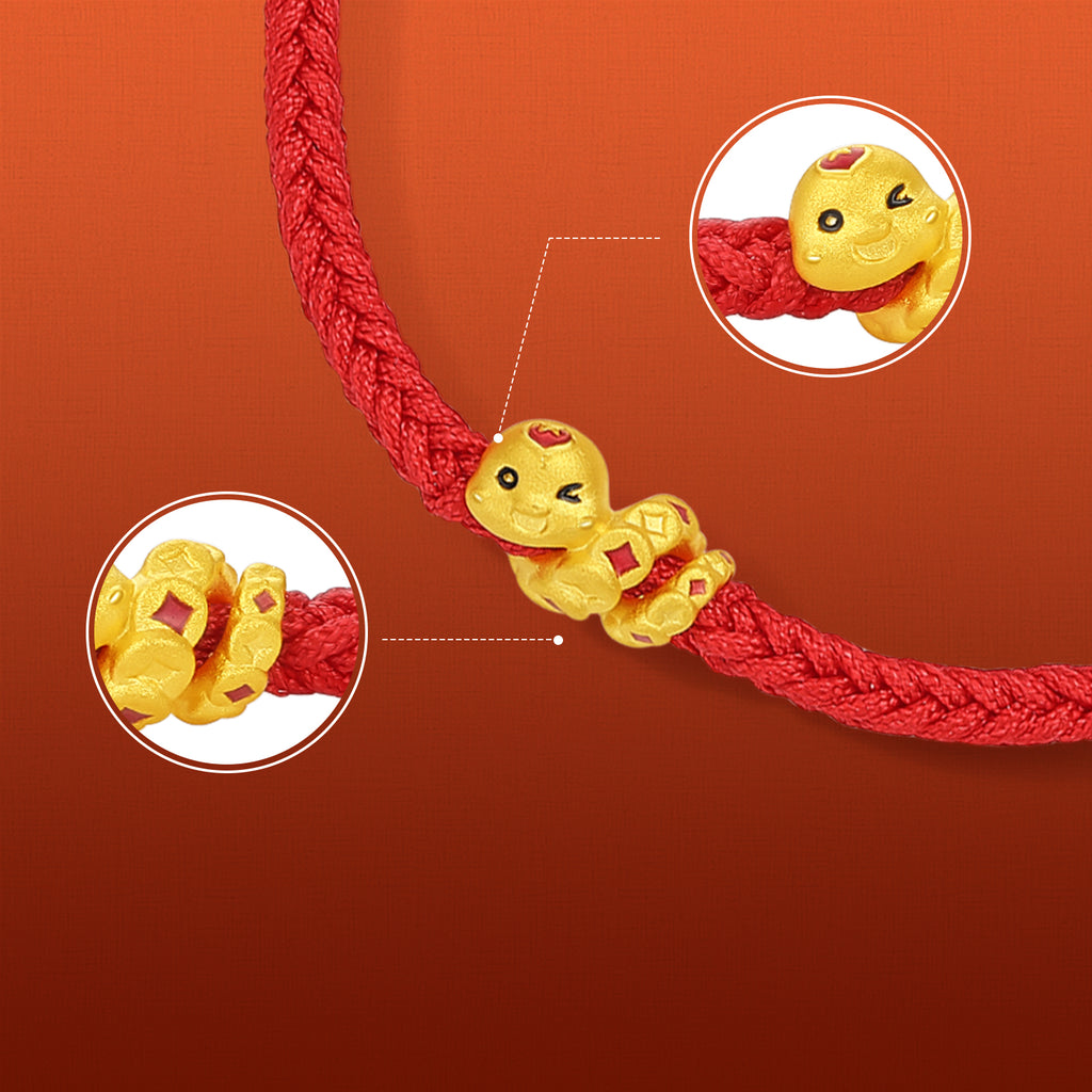 "Chinese Zodiac Snake" 24K Gold String Bracelet Snake 0.3-0.6g A1714864