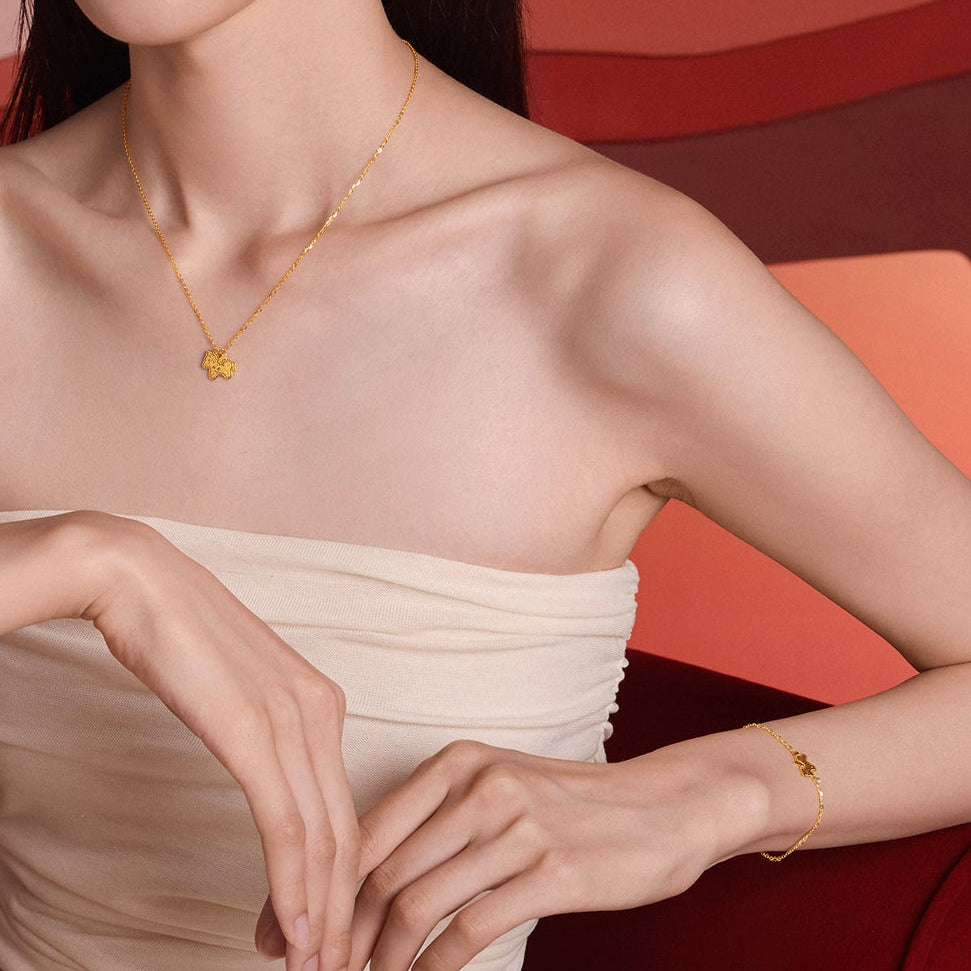 'Year of the Horse' 24K Gold Jewelry Set Pendant Necklace/Bracelet/Stud Earrings Horse A0615534 A0615535 A0615536