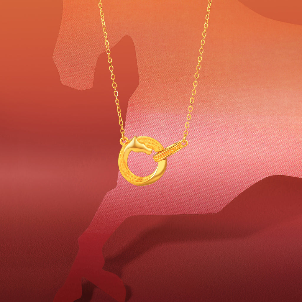 'Year of the Horse' 24K Gold Pendant Necklace Horse 3.4-3.8g 40cm-45cm A0623471