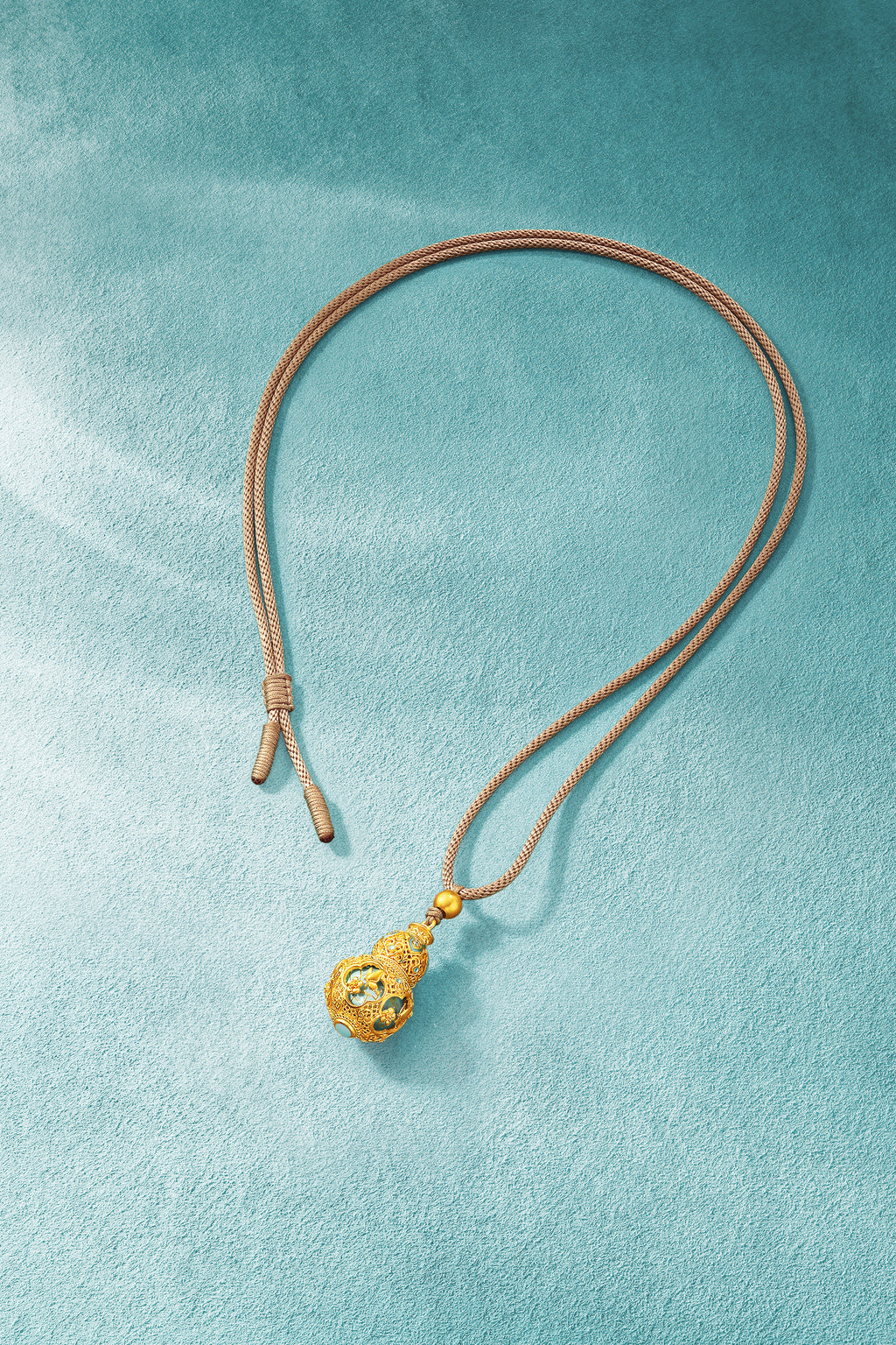"Chinese Culture Collection - Ru Ware" 999 24K Gold String Pendant Diamond 0.007ct Diamond 0.003ct Gourd 11.7-13.7g W0450032