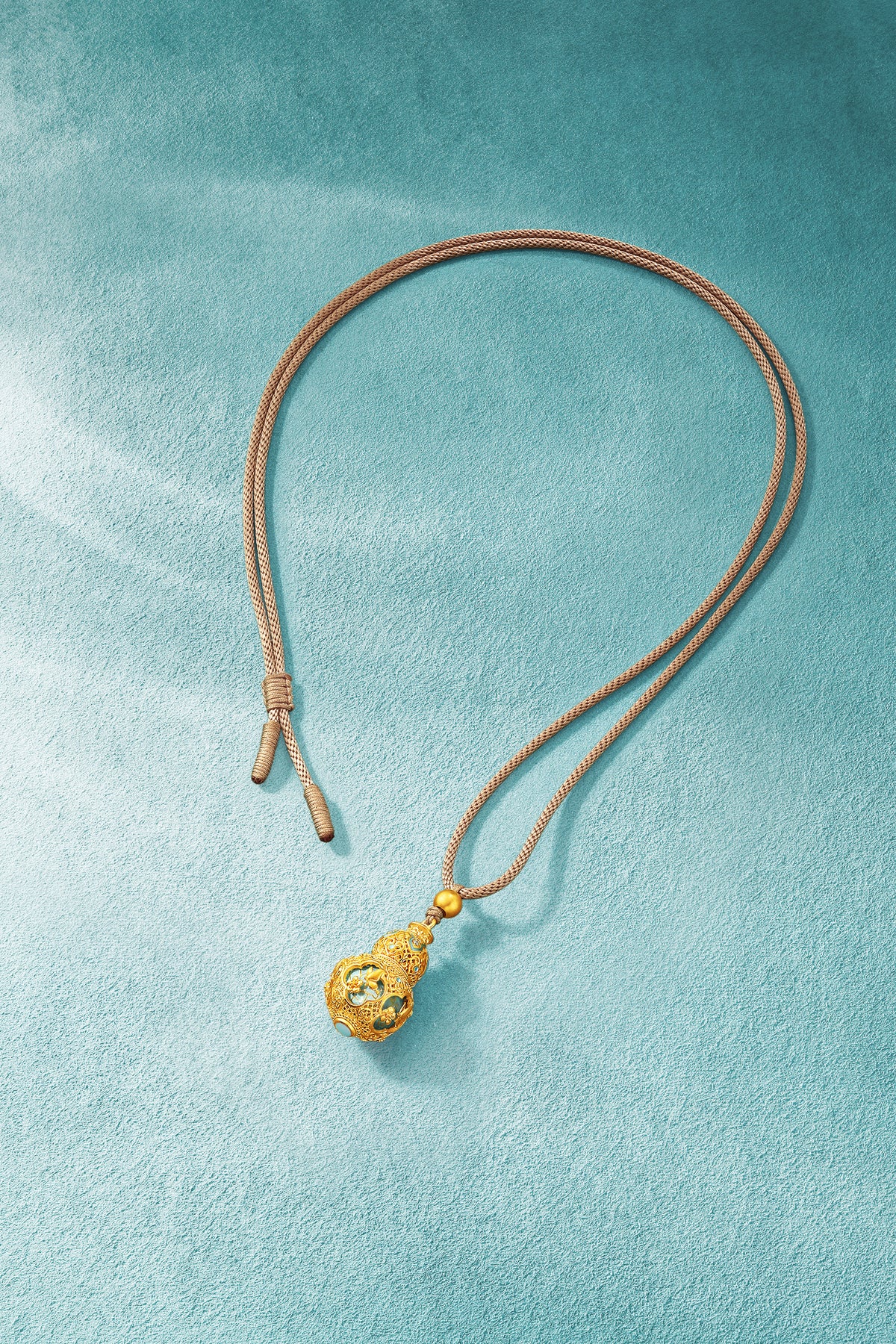 "Chinese Culture Collection - Ru Ware" 999 24K Gold String Pendant Diamond 0.007ct Diamond 0.003ct Gourd 11.7-13.7g W0450032