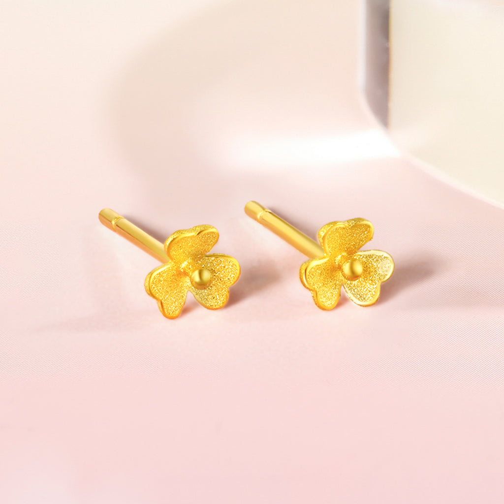 999.9 24K 金四葉草耳環 0.5-0.7克 AC090379