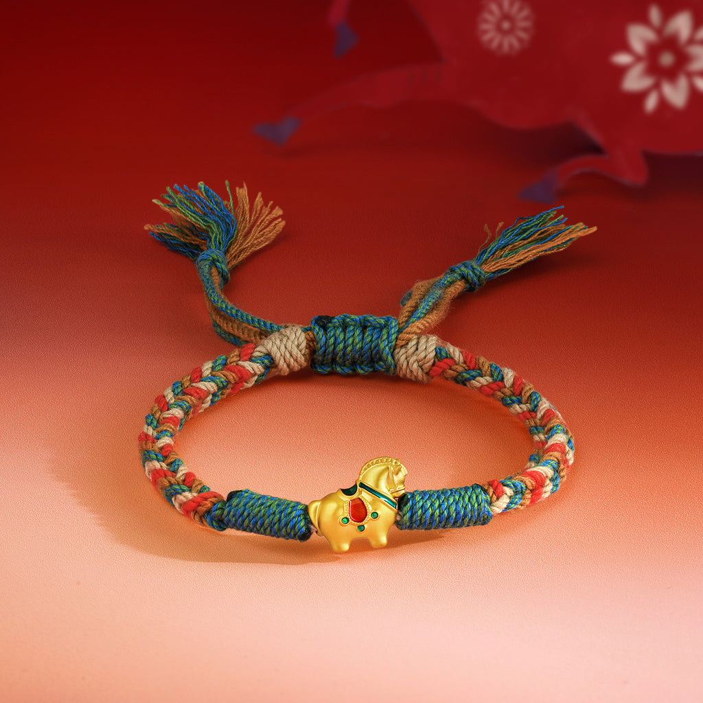 'Year of the Horse'  24K Gold String Bracelet Horse 0.5-0.8g 16cm-22cm A1715750