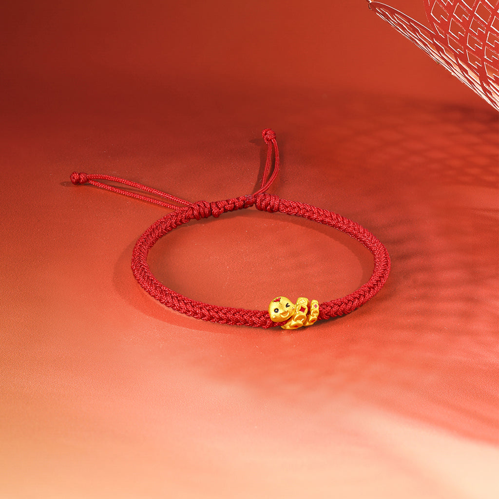 "Chinese Zodiac Snake" 24K Gold String Bracelet Snake 0.3-0.6g A1714864