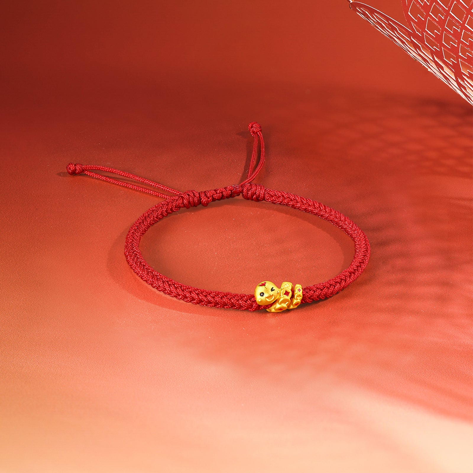 "Chinese Zodiac Snake" 24K Gold String Bracelet Snake 0.3-0.6g A1714864