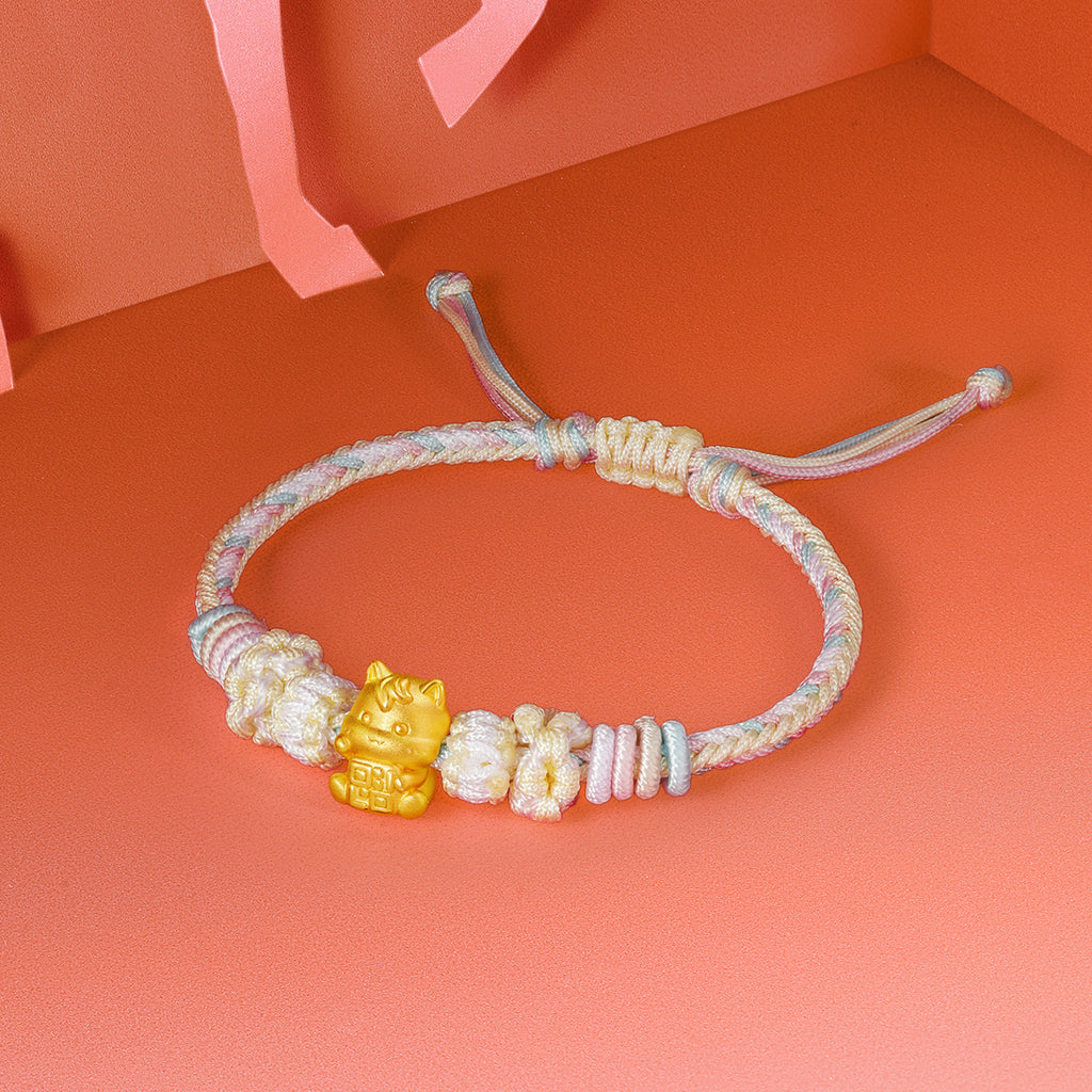 Year of the Horse' 24K Gold String Bracelet Horse 0.7-1g 16cm-22cm A1721169