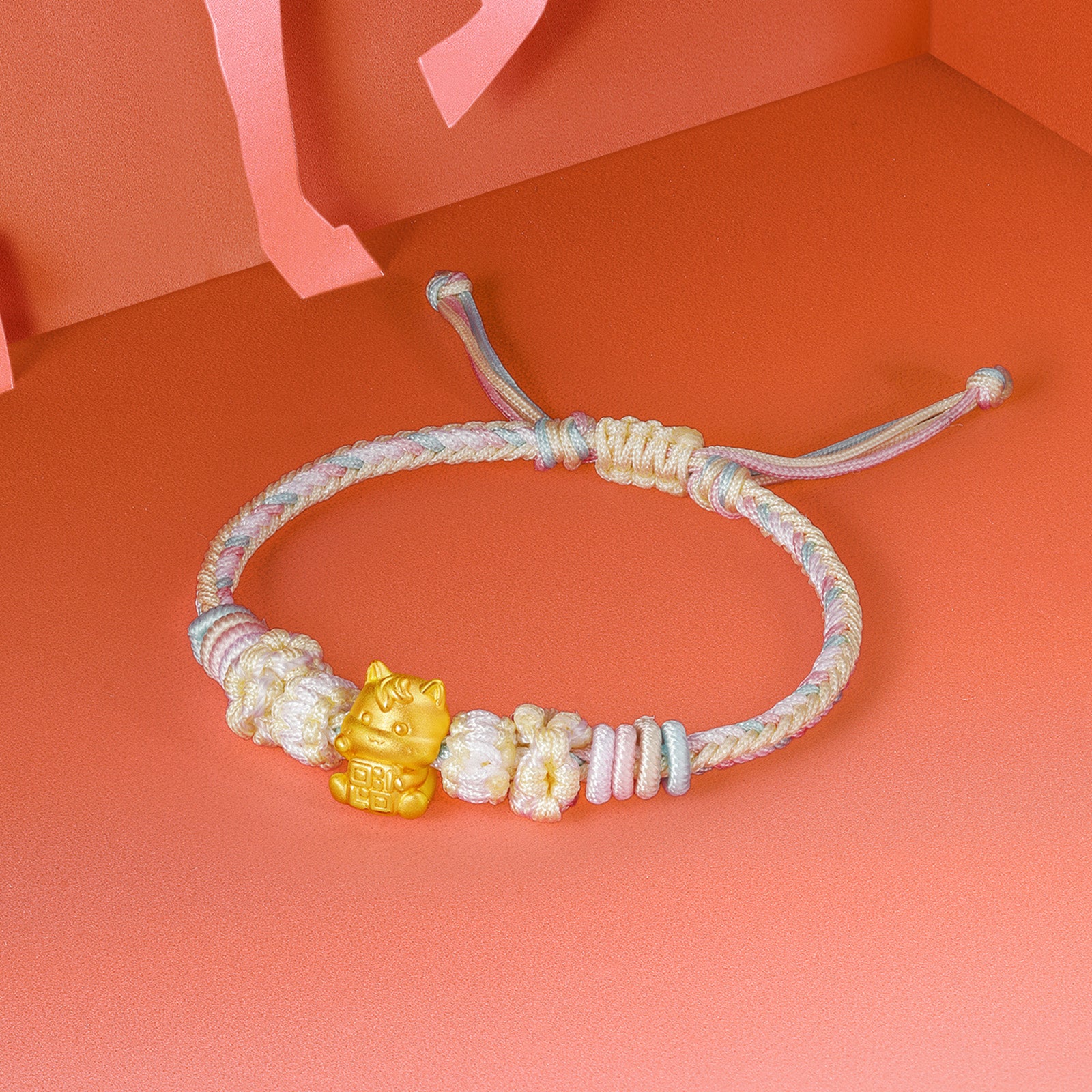 Year of the Horse' 24K Gold String Bracelet Horse 0.7-1g 16cm-22cm A1721169