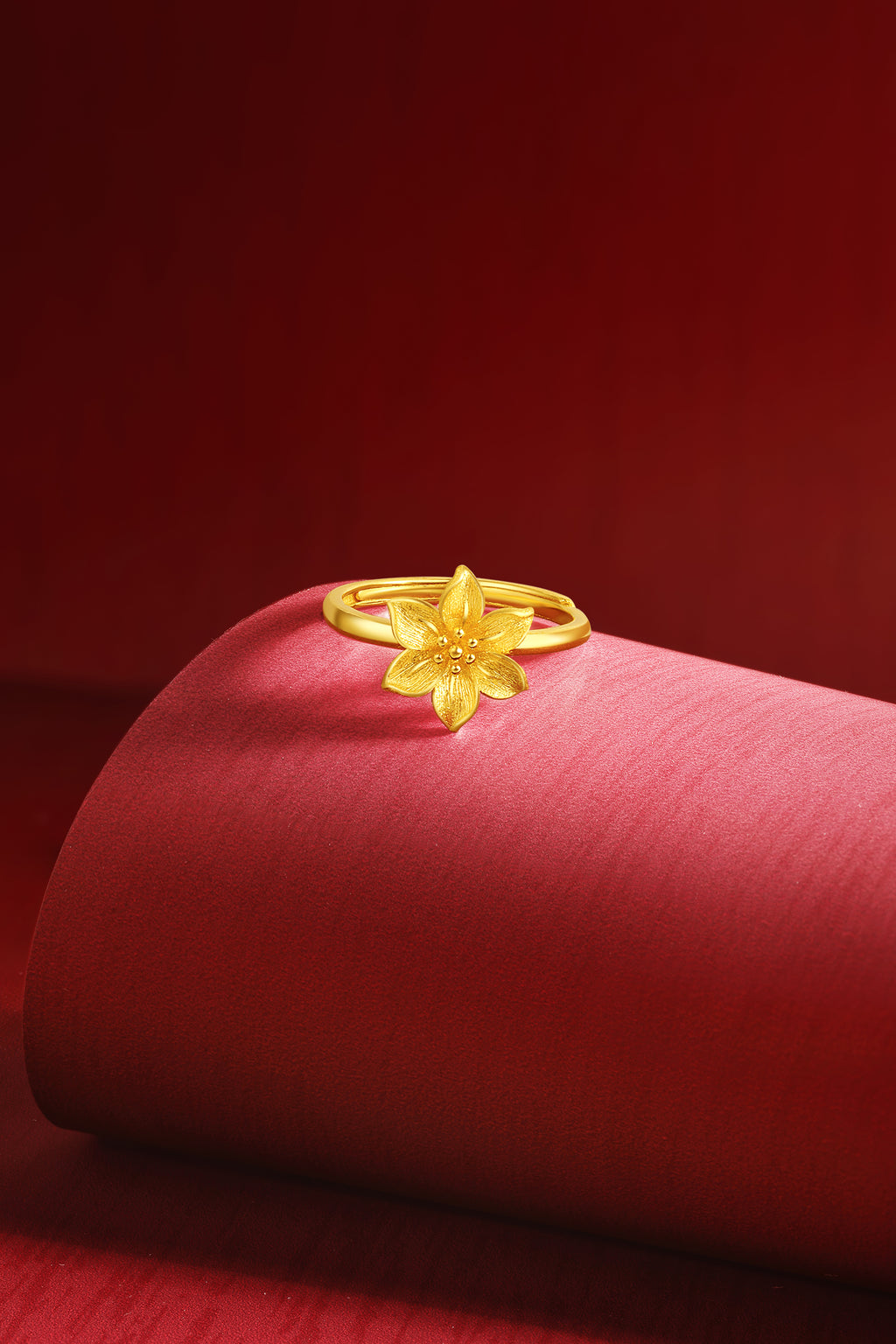 "Princess Wedding" 999 24K Gold Ring Flower 3.52-3.82g A0222059
