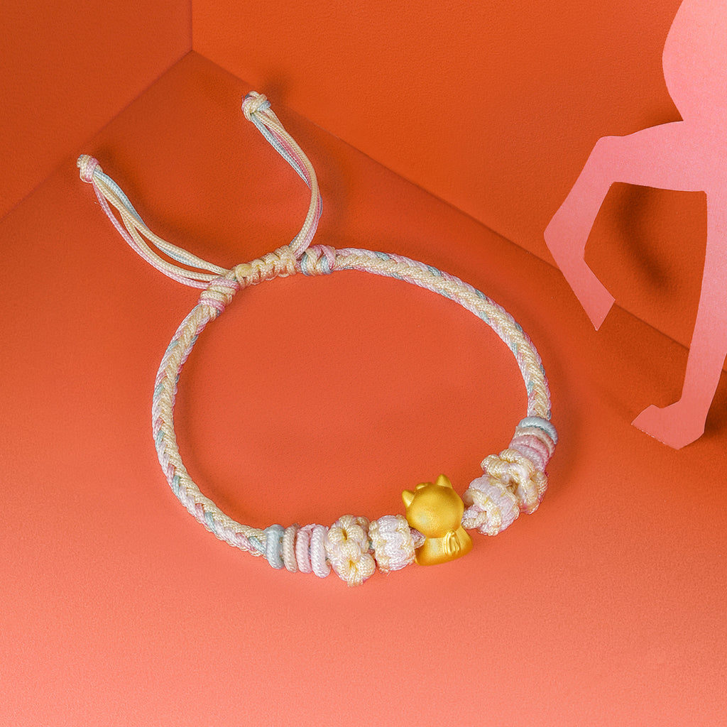 Year of the Horse' 24K Gold String Bracelet Horse 0.7-1g 16cm-22cm A1721169