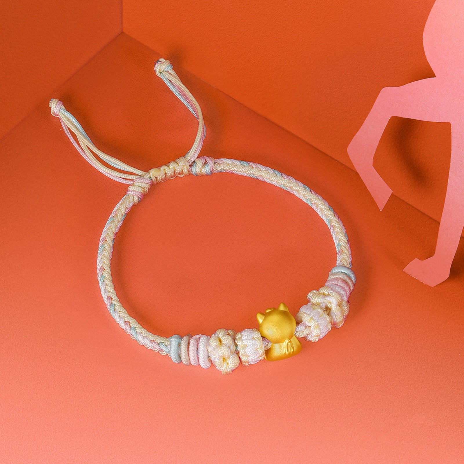 Year of the Horse' 24K Gold String Bracelet Horse 0.7-1g 16cm-22cm A1721169