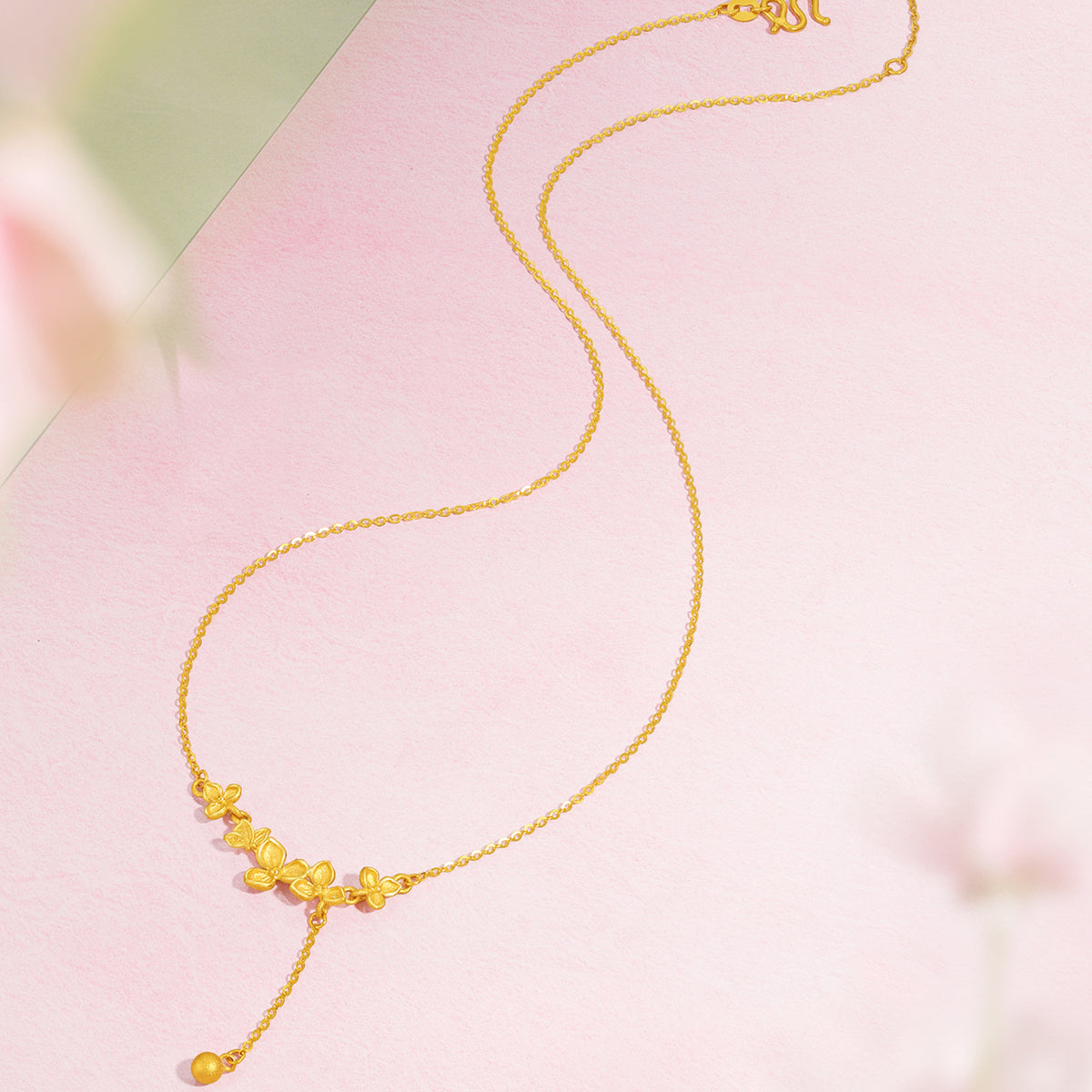 “Dream in the Garden” 999 24K Gold Pendant Necklace Flower 4.1-4.5g A0614927