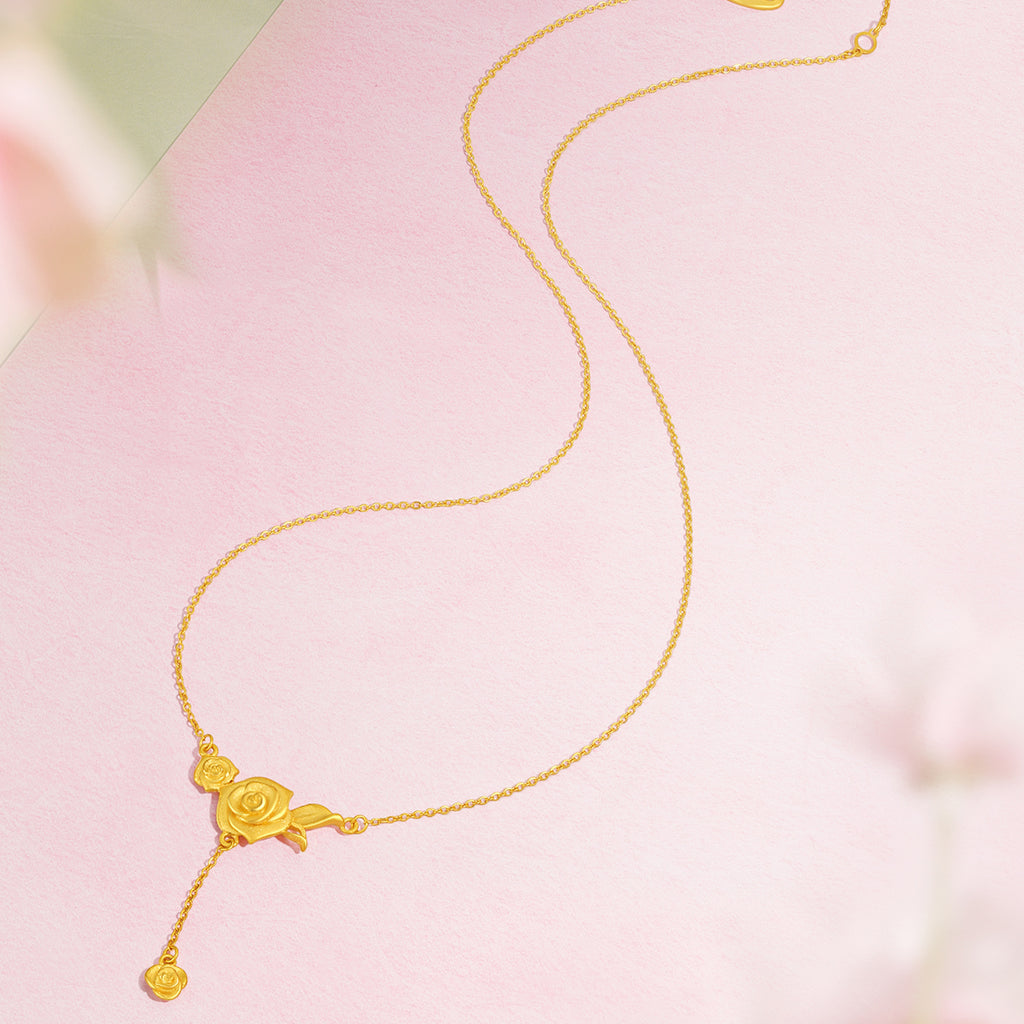 “Dream in the Garden” 999 24K Gold Pendant Necklace Flower 5.05-5.58g A0615067