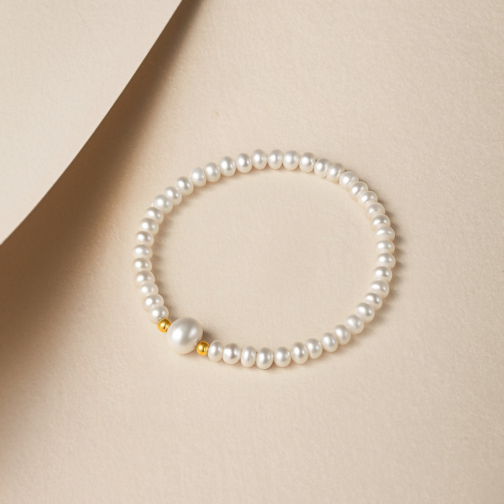 18K Yellow Gold Beaded Bracelet Freshwater Pearl 7-8mm 4.5-5.3mm 0.02-0.06g X1912917