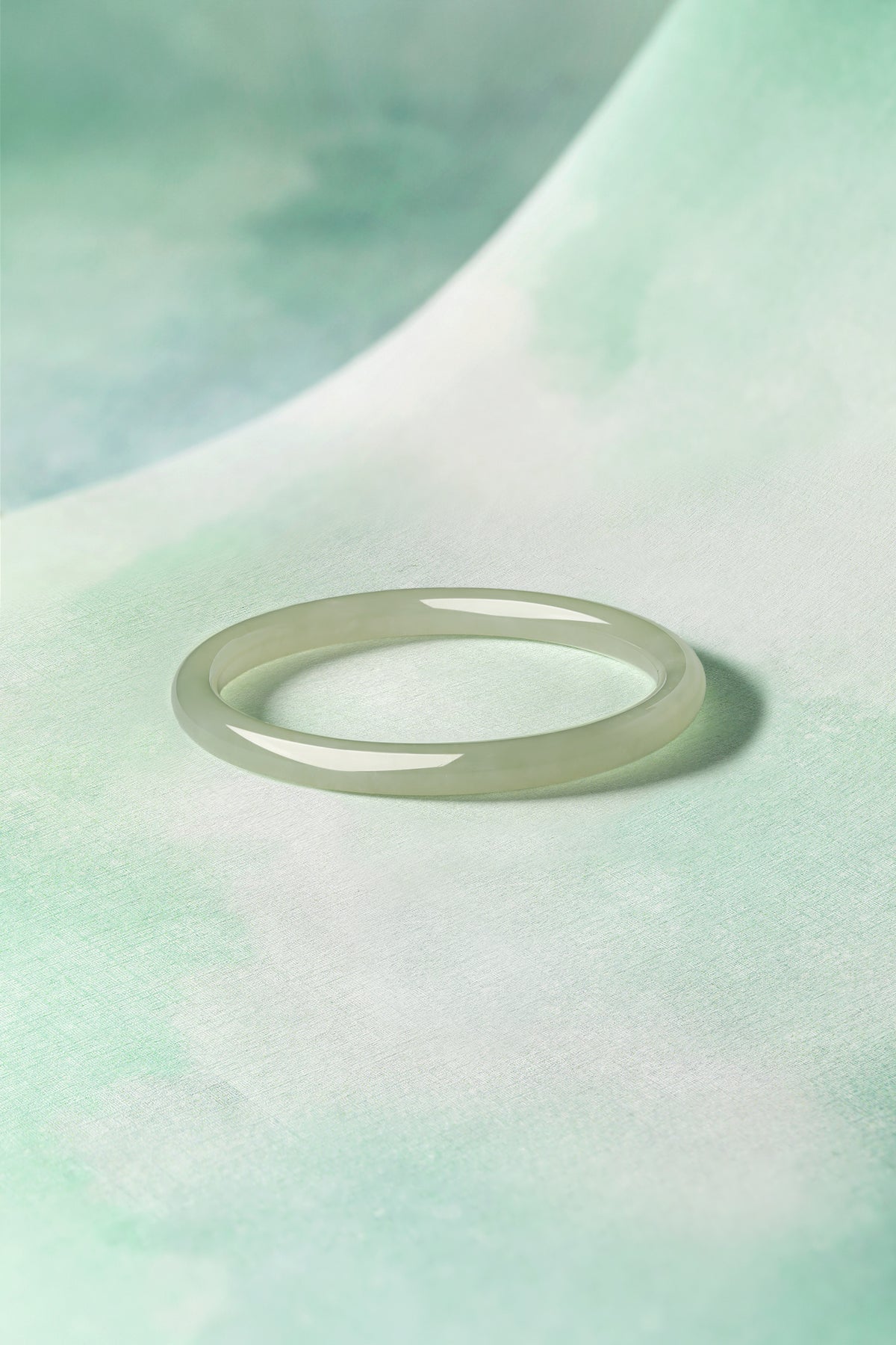 ZHOU LIU FU Green Jade Bangle Bracelets for Women - Dainty Healing Gemstone Bracelet for Protection Good Luck | Green | 55mm Y1011521