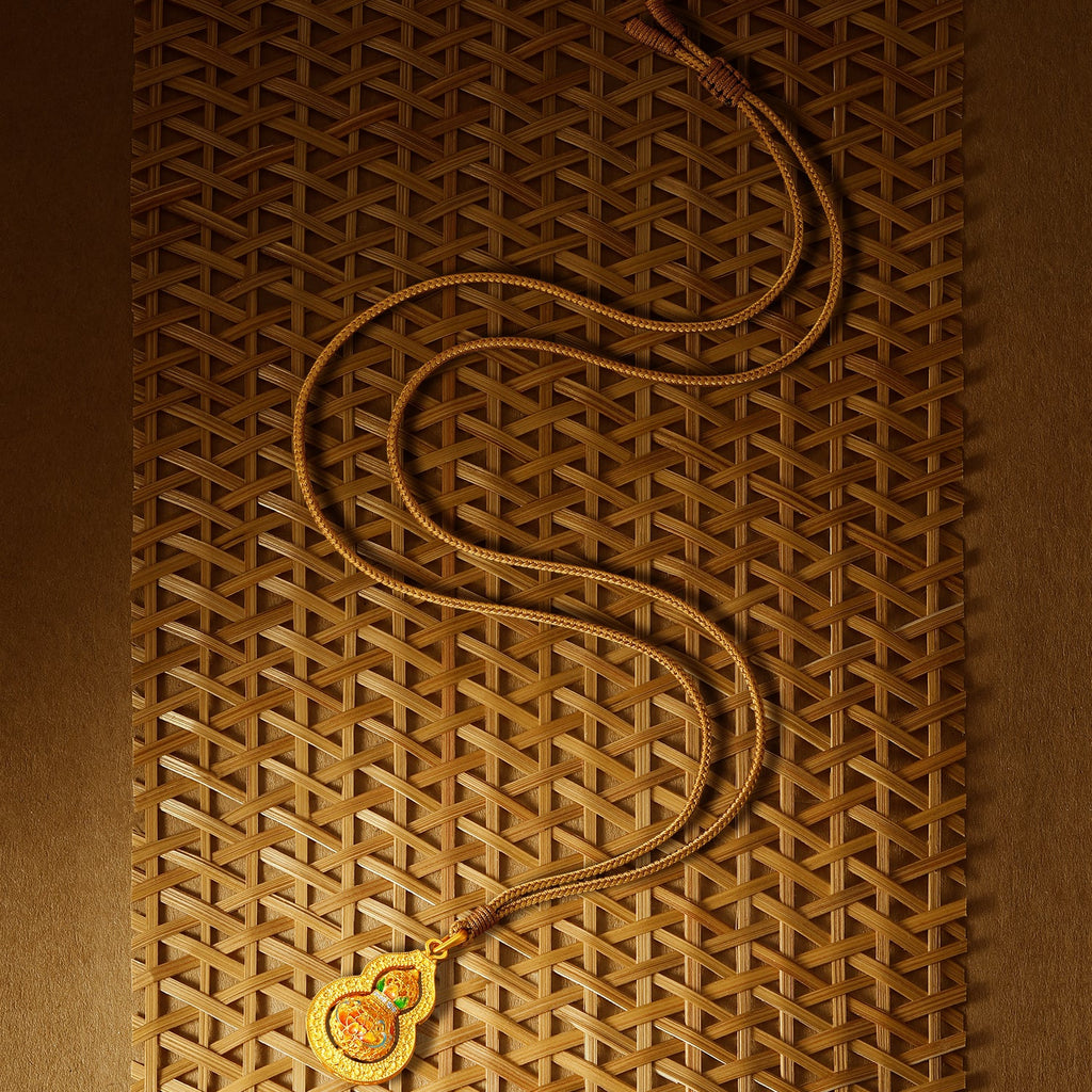 "Chinese Culture Collection - Woven Bamboo" 24K Gold Pendant Necklace Diamond Flora 9.69-11.69g W0423509