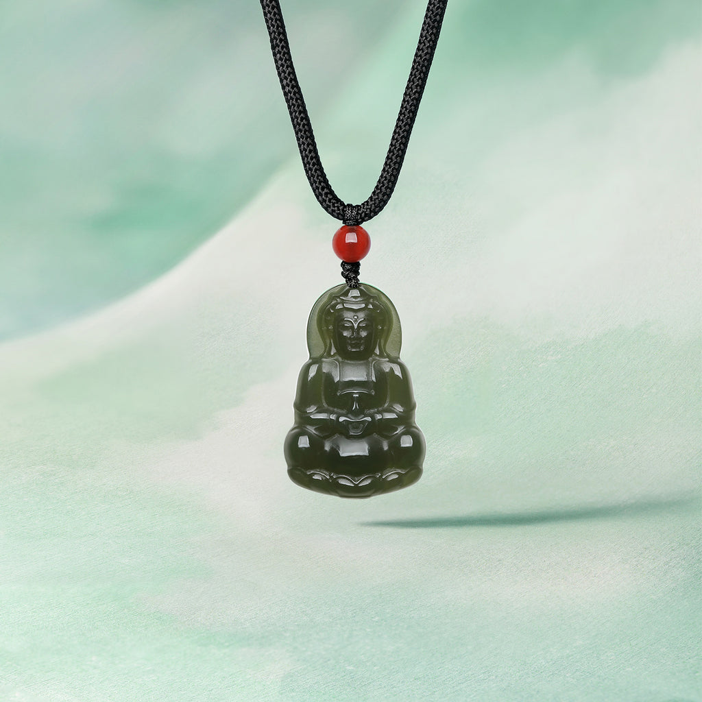 Pendant Hetian Jade Agate 6-6.5mm Guanyin Y0411875