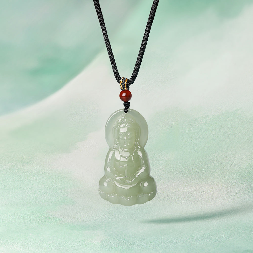 Pendant Hetian Jade Agate 6-6.5mm Guanyin Y0411873