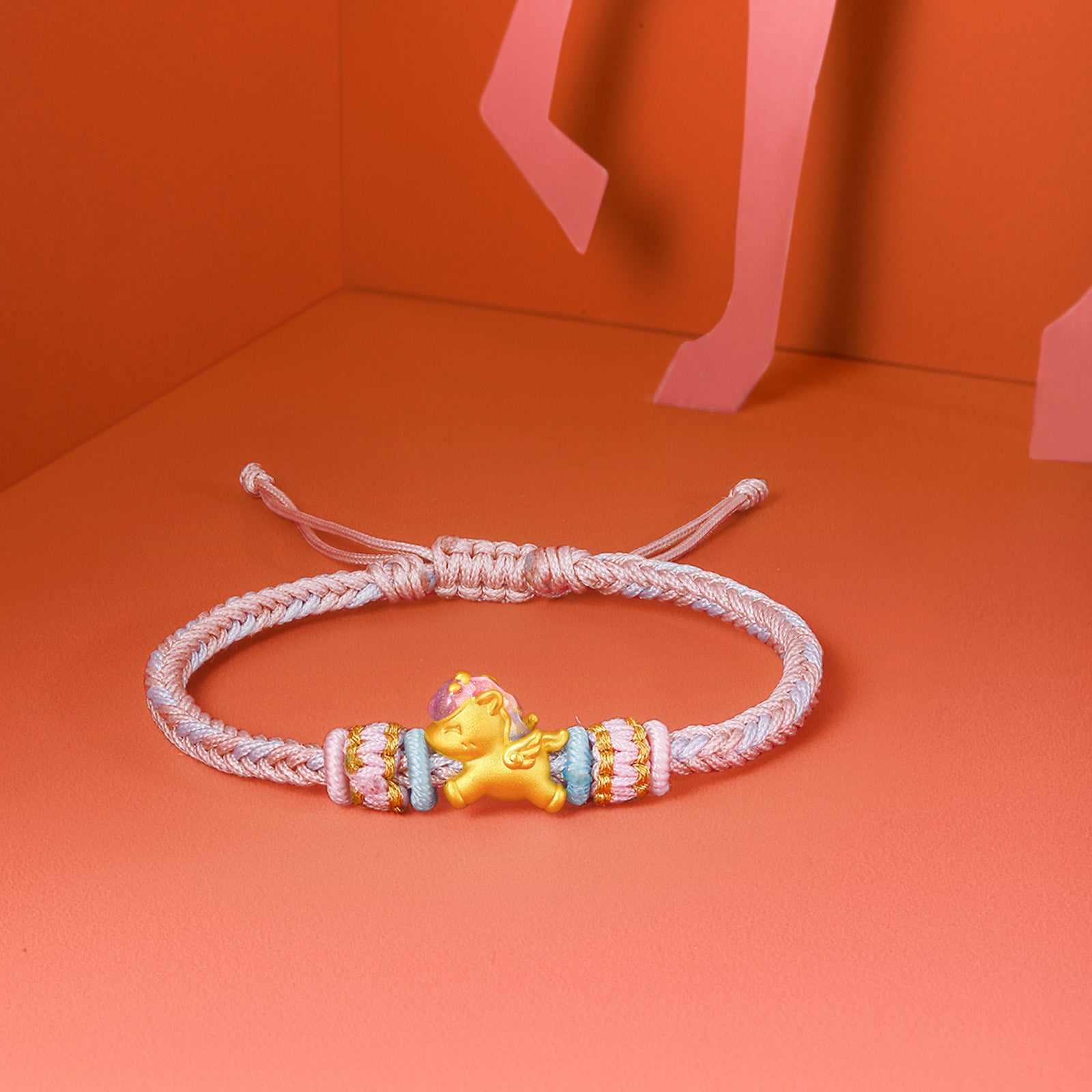 'Year of the Horse'  24K Gold String Bracelet Horse 0.7-1g 16cm-22cm A1715704