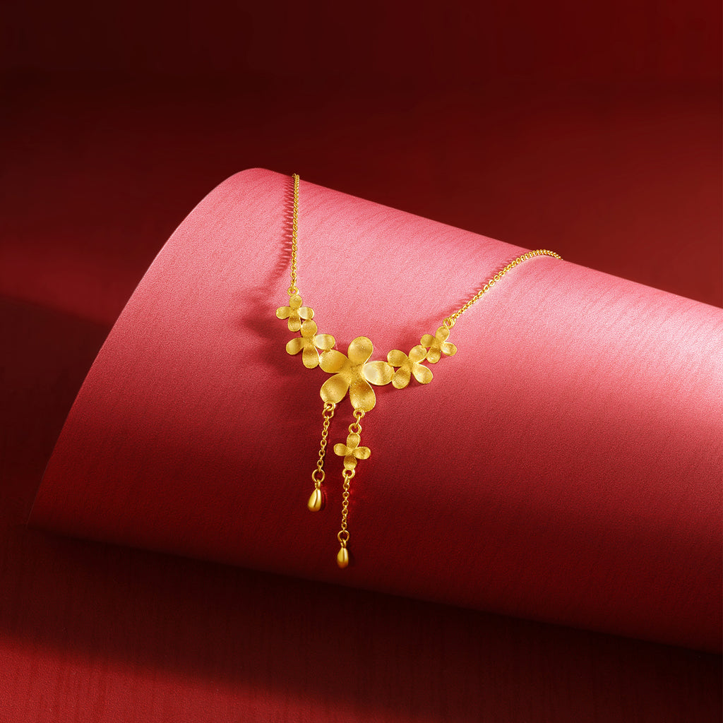 「公主婚禮」24K 黃金吊墜項鍊 花朵 7.15-7.55克 A0622061