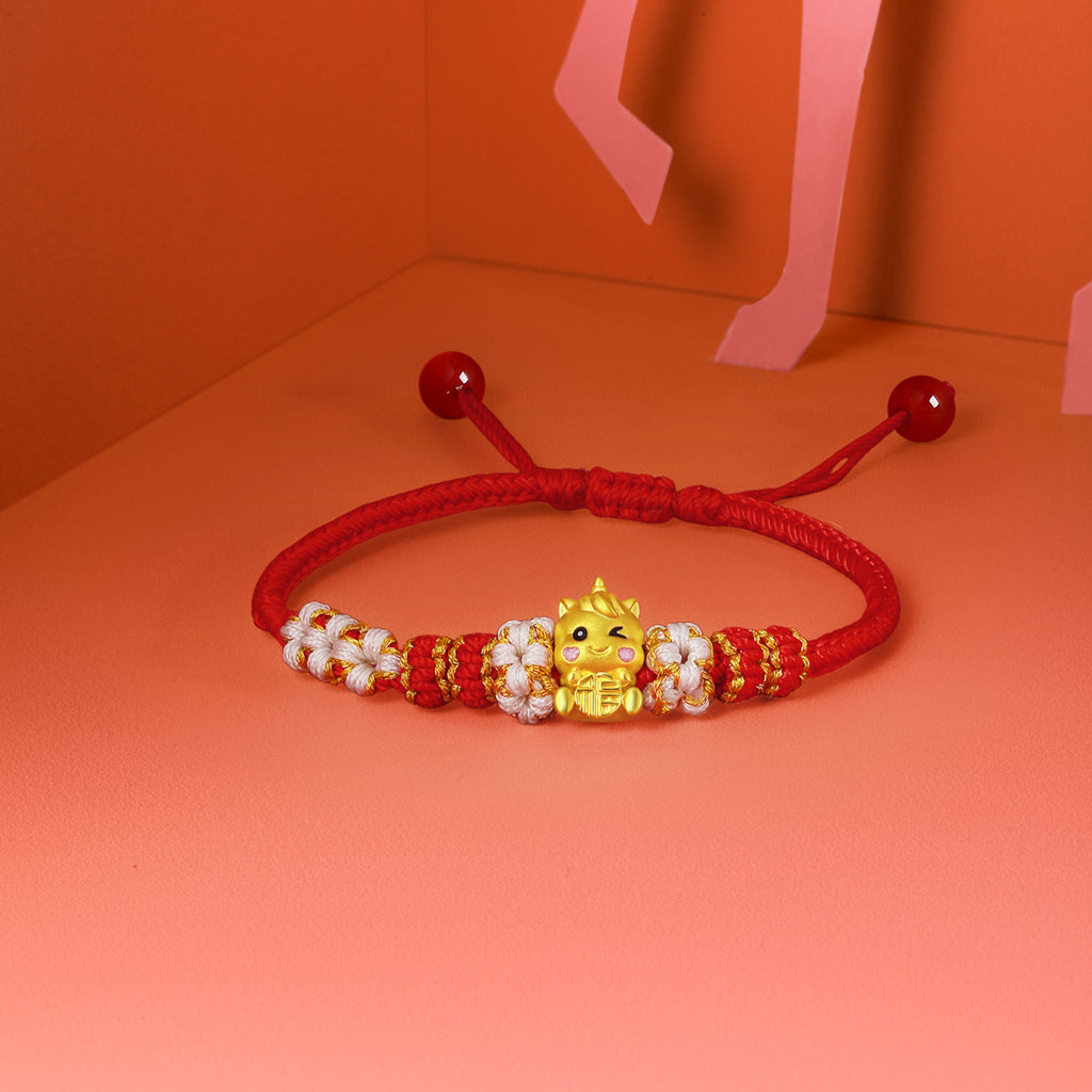 'Year of the Horse' 24K Gold Bracelet Horse Fortune Fu 0.6-0.8g 16cm-22cm A1715948