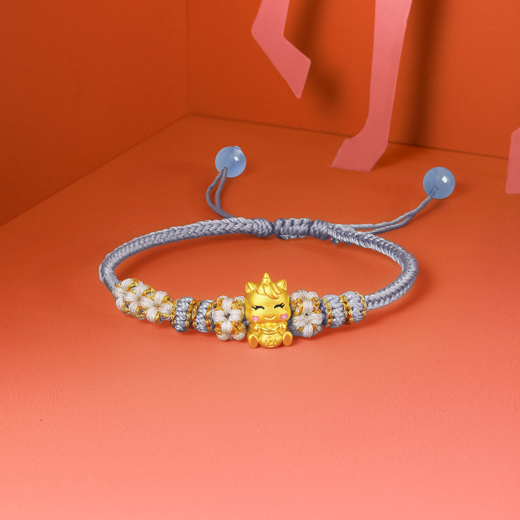 'Year of the Horse' 24K Gold Bracelet Horse Fortune Bag 0.6-0.8g 16cm-22cm A1715945