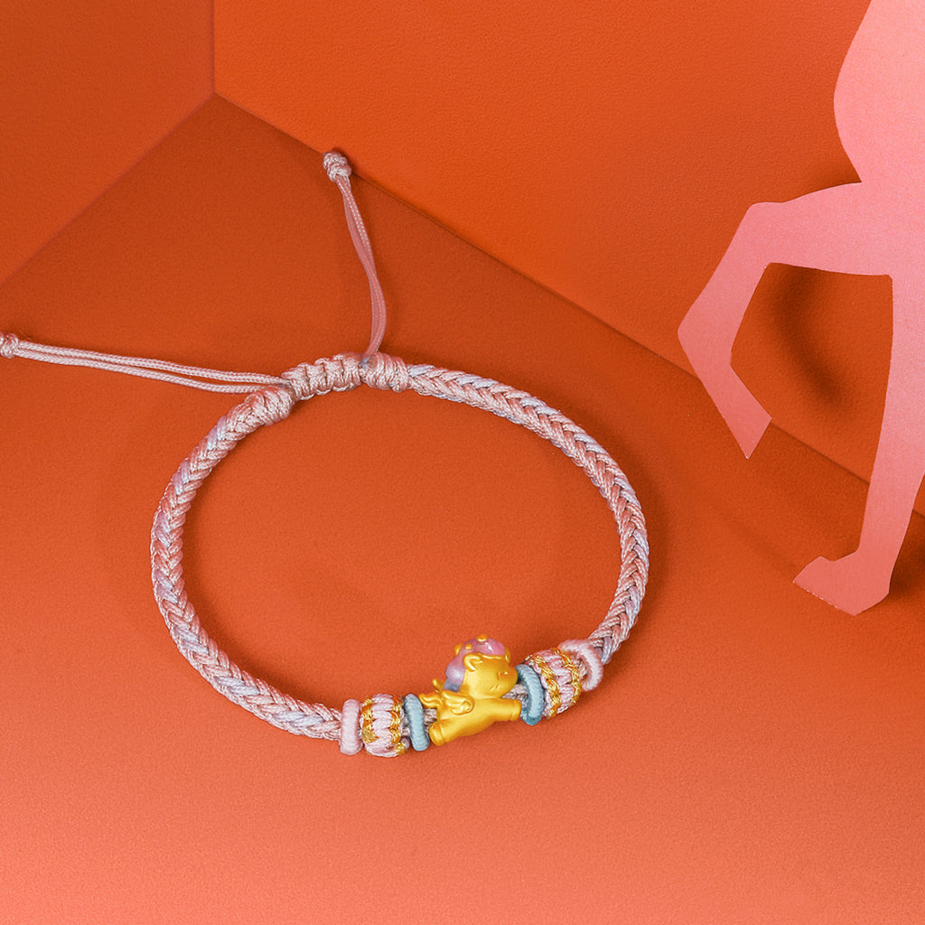 'Year of the Horse'  24K Gold String Bracelet Horse 0.7-1g 16cm-22cm A1715704