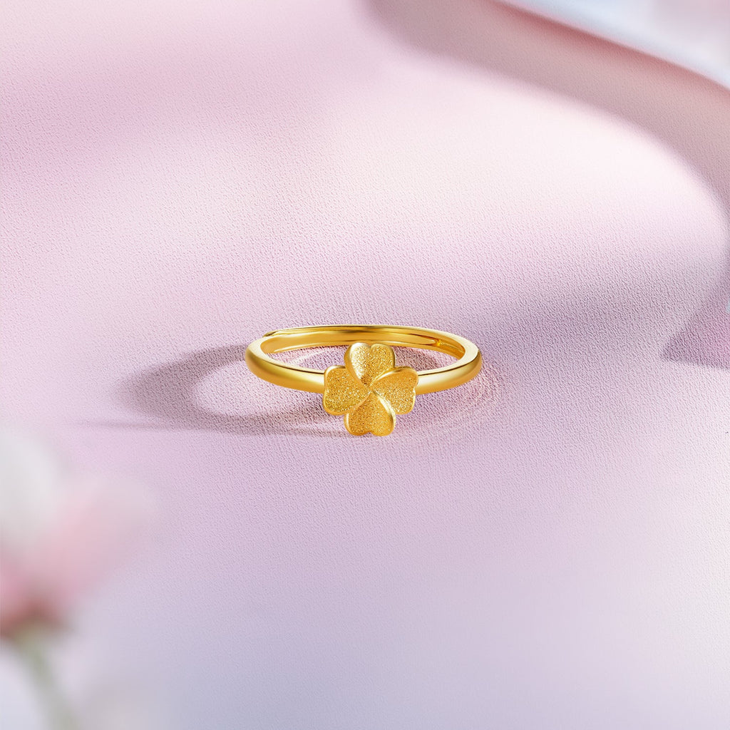 999 24K Gold Ring Clover 2.1-2.6g A0112976