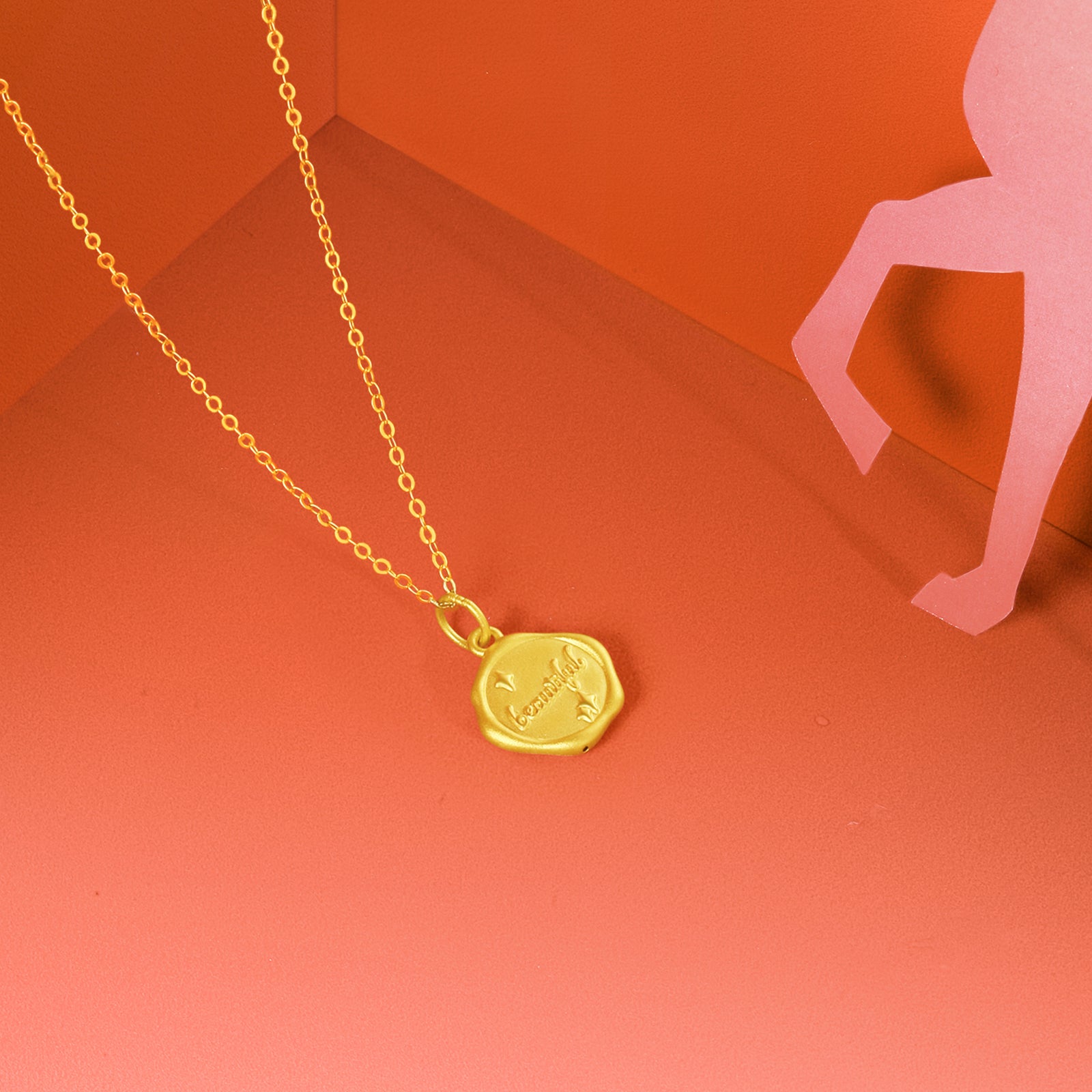 "Year of the Horse" 24K Gold Pendant Moon Horse 1-1.3g A0415519