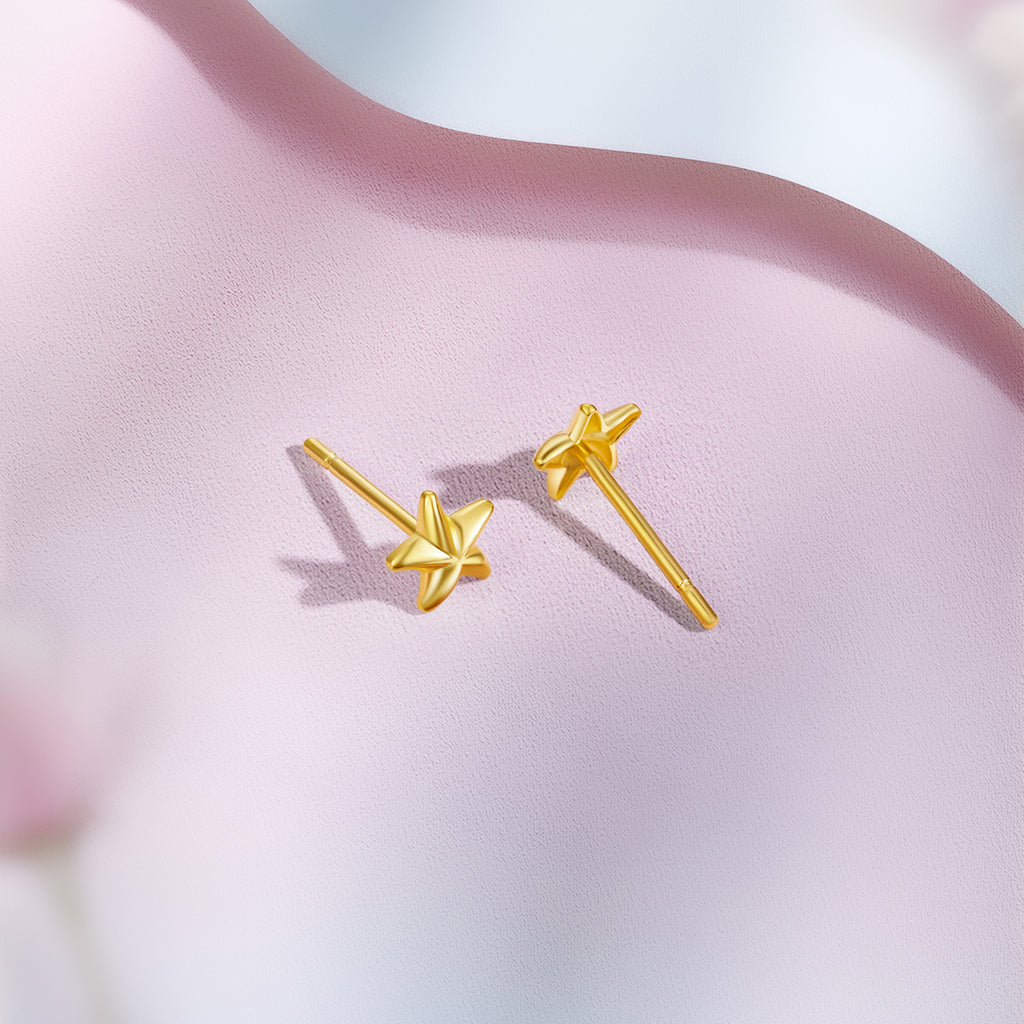 24K Gold Earrings Star 0.61-0.81g AA096005
