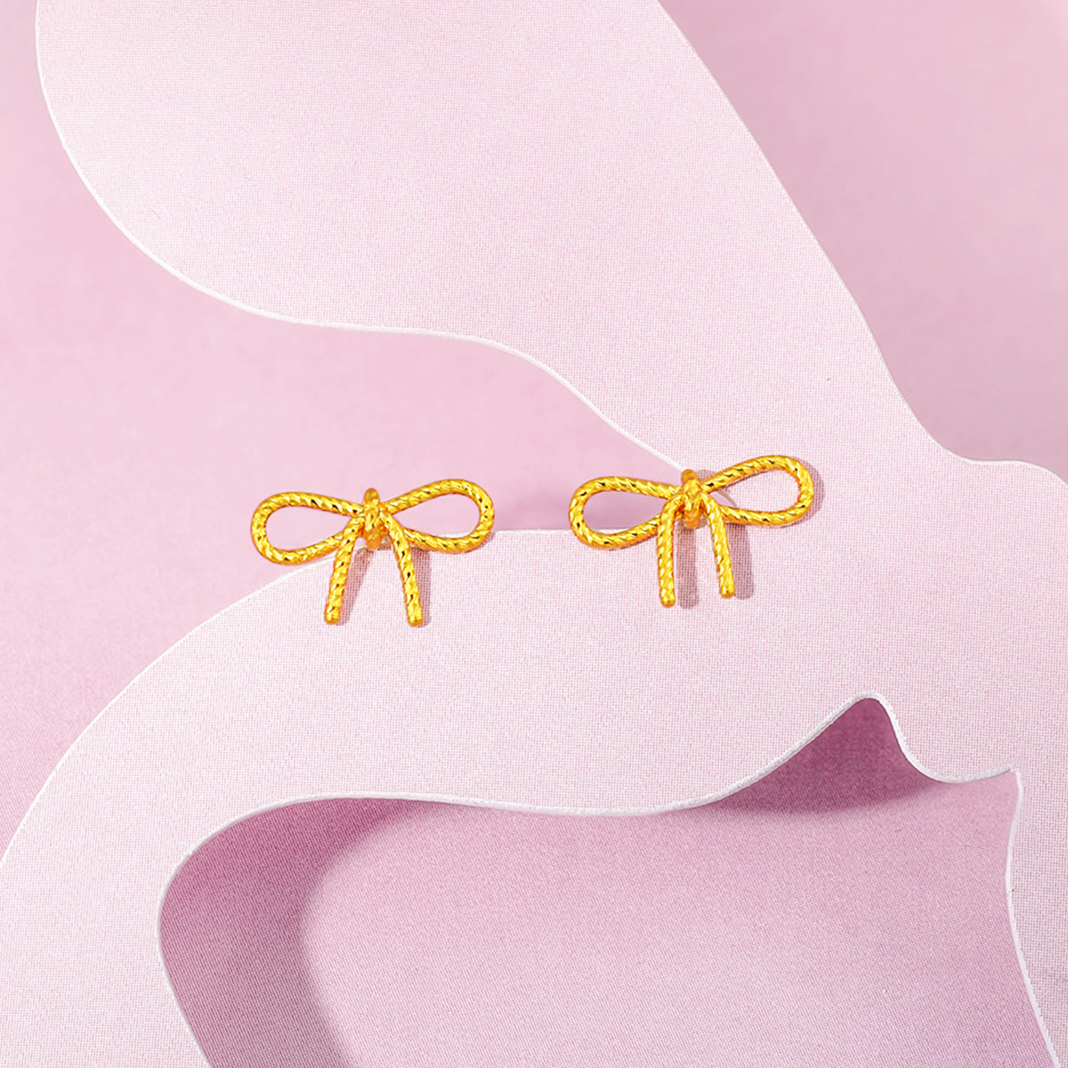 "Girl's Worries" 24K Gold Earrings Bow 0.75-1.15g A0915488