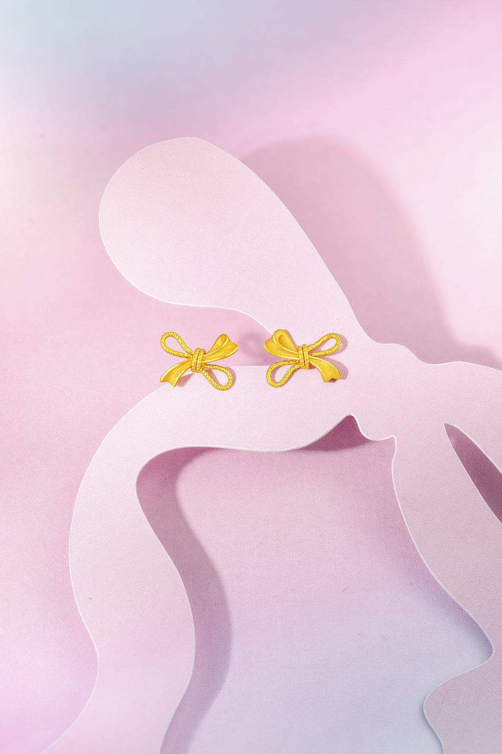 "Girl's Worries" 24K Gold Earrings Bow 1.82-2.62g A0915790