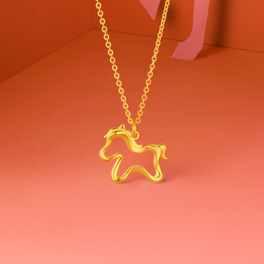 'Year of the Horse' Au750 18K Gold Pendant Necklace Horse 1.7-2.1g 40cm-45cm C0623337