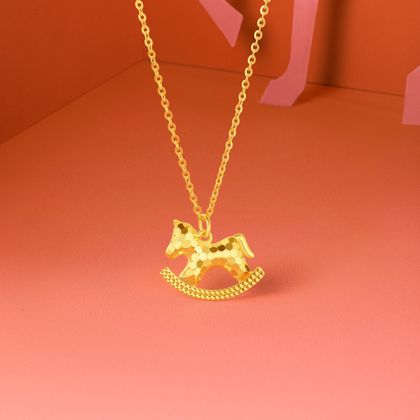 'Year of the Horse' Au750 18K Gold Pendant Necklace Horse 1.74-2.14g 40cm-45cm C0623340
