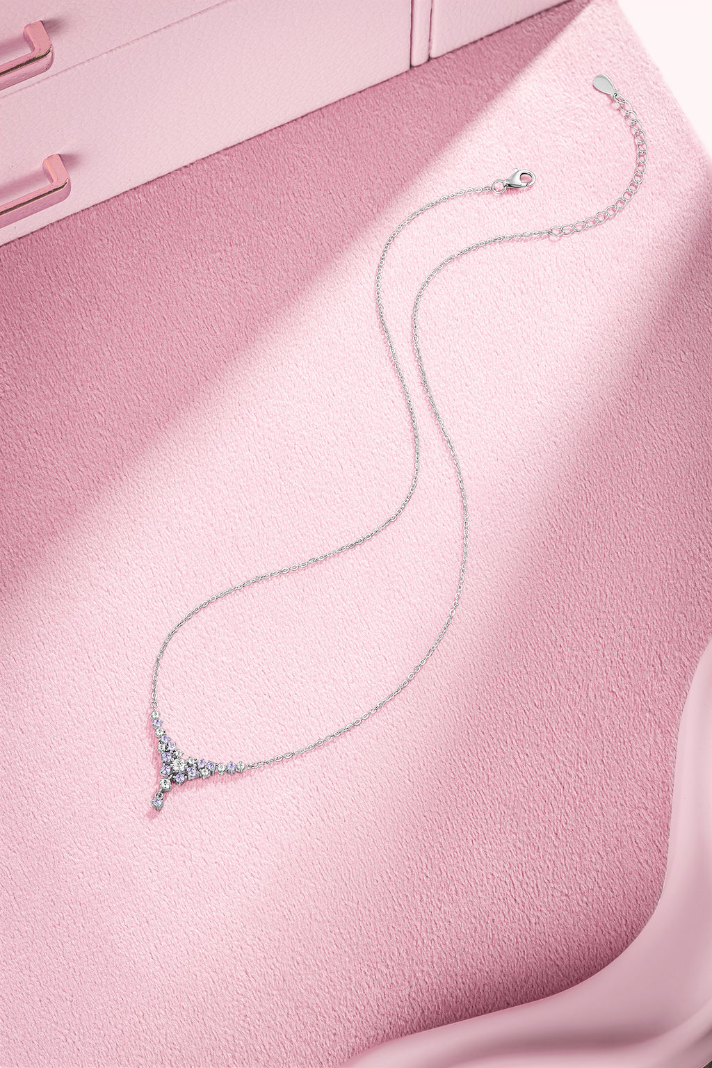 925 Sterling Silver Lavender Nebula Cluster Drop Necklace - Cubic Zirconia Star Bid Necklace Minimalist Clavicle Chain for Women 16-18inch