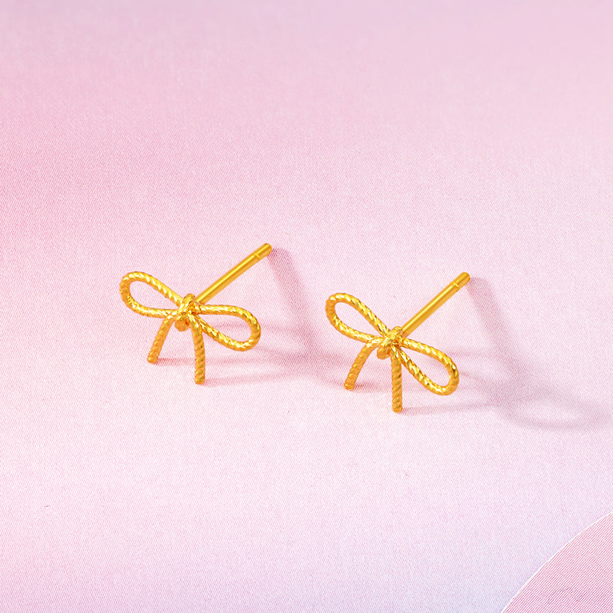 "Girl's Worries" 24K Gold Earrings Bow 0.75-1.15g A0915488