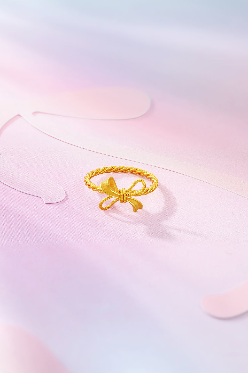 "Girl's Worries" 24K Gold Ring Bow 1.9-3.2g A0115791