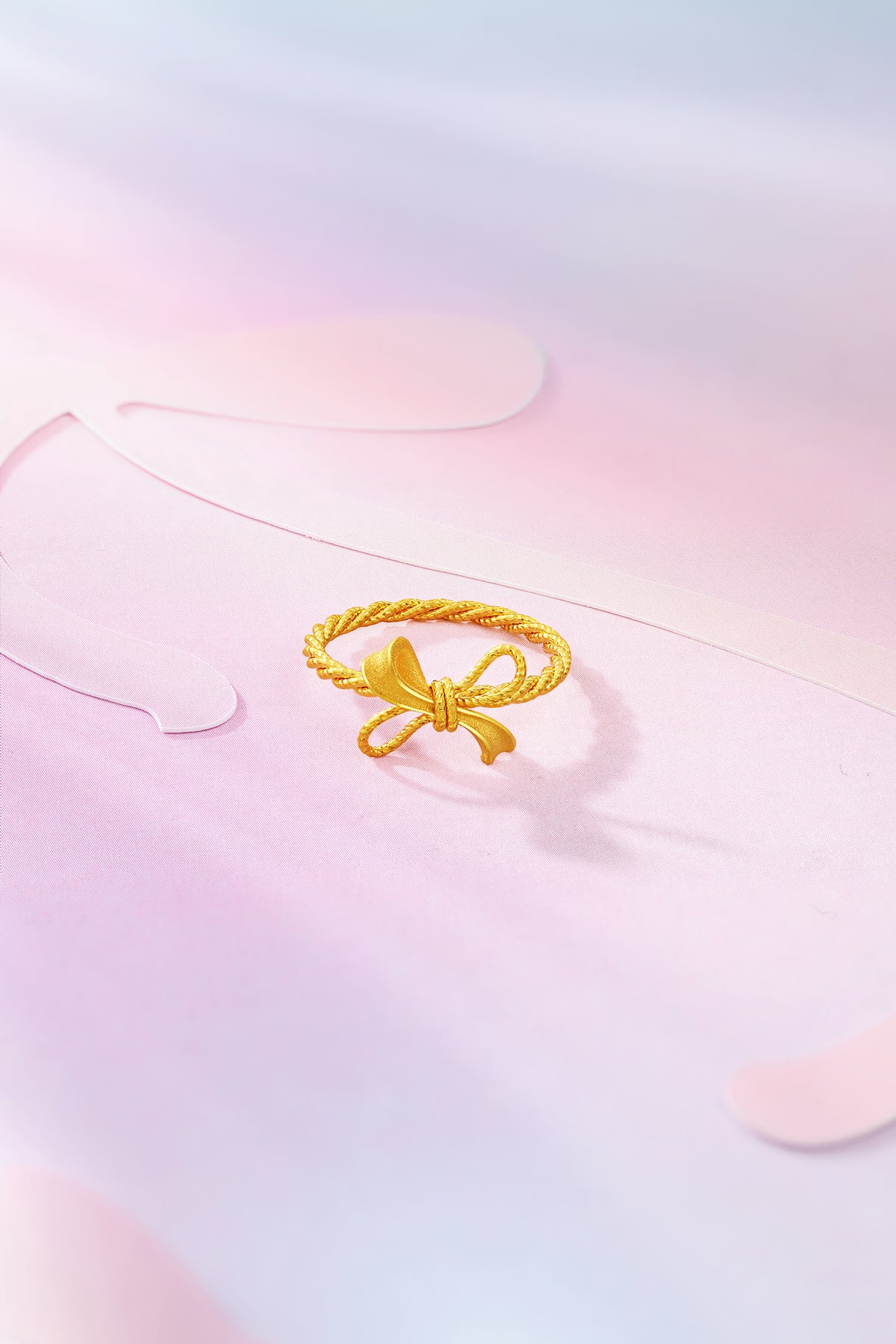 "Girl's Worries" 24K Gold Ring Bow 1.9-3.2g A0115791