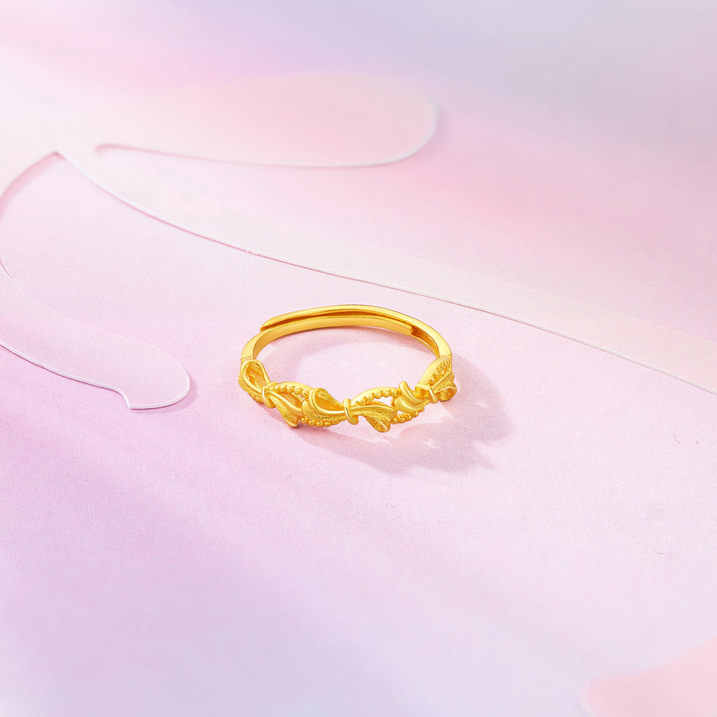 "Girl's Worries" 24K Gold Ring Bow 2.15-2.55g A0115492