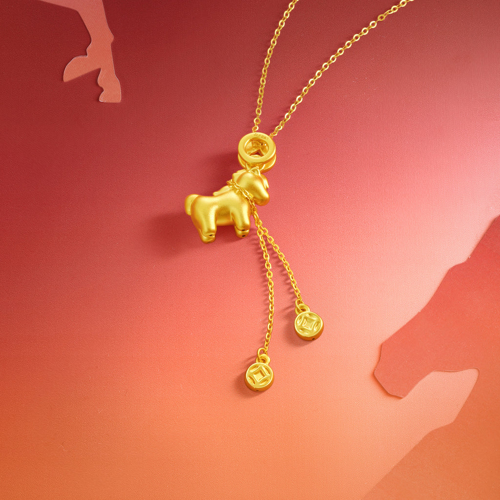 'Year of the Horse' 24K Gold Pendant Horse Coin 1.7-2g A0422088