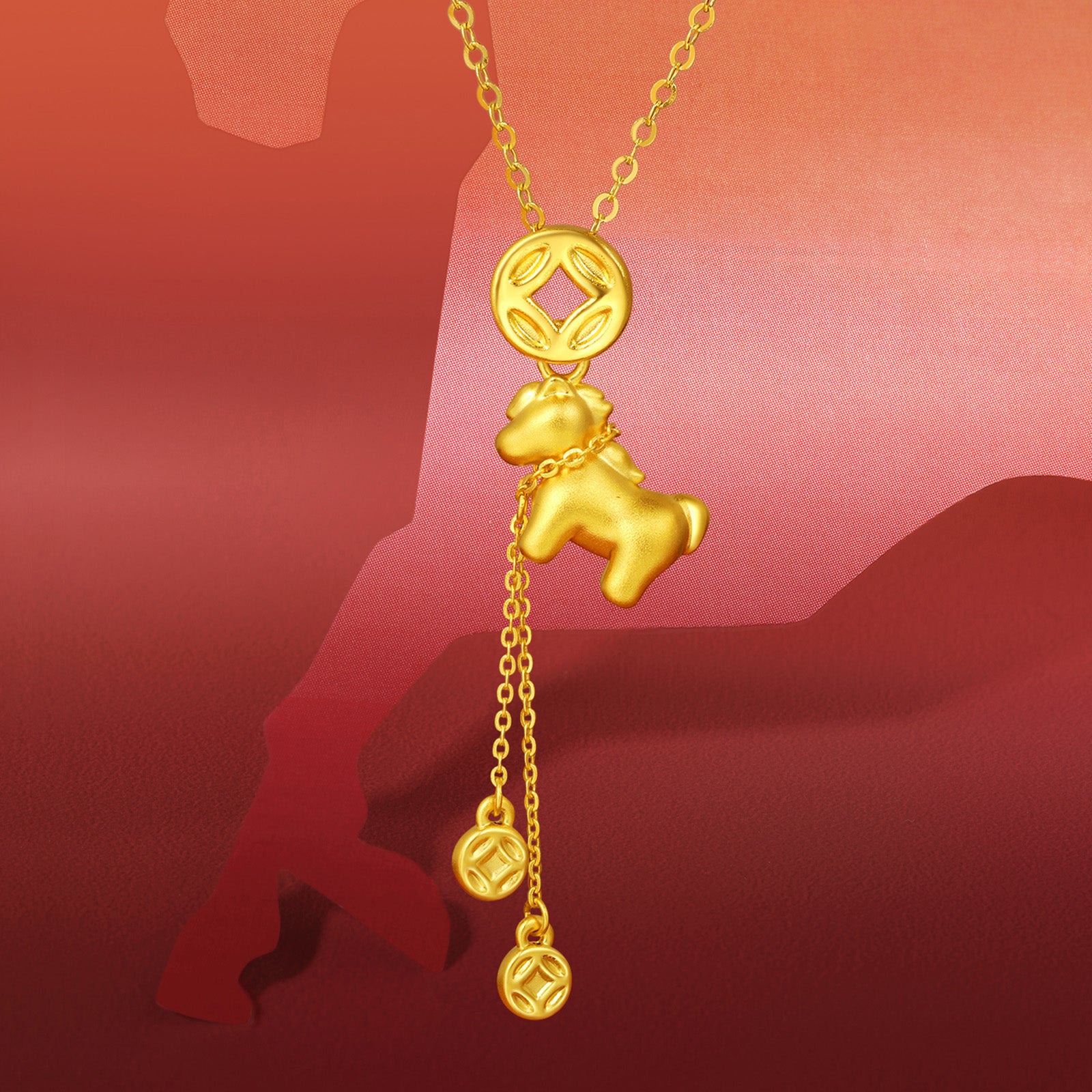 'Year of the Horse' 24K Gold Pendant Horse Coin 1.7-2g A0422088