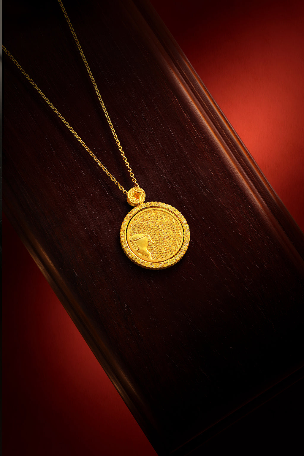 "Chinese Culture Collection - Dan Qing" 999 24K Gold Pendant Necklace Diamond 0.0102ct Ruby 0.04ct Zodiac 15-16.8g W0650041