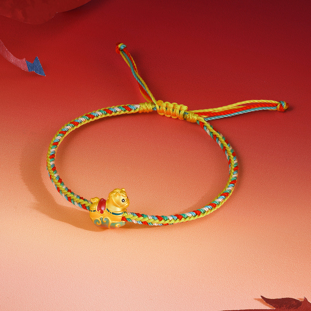 'Year of the Horse'  24K Gold String Bracelet Horse 0.7-1g 16cm-22cm A1721011