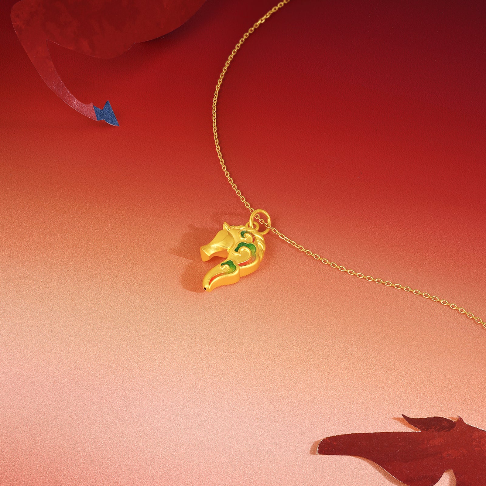 'Year of the Horse' 24K Gold Pendant Horsehead 1.27-1.57g A0421010