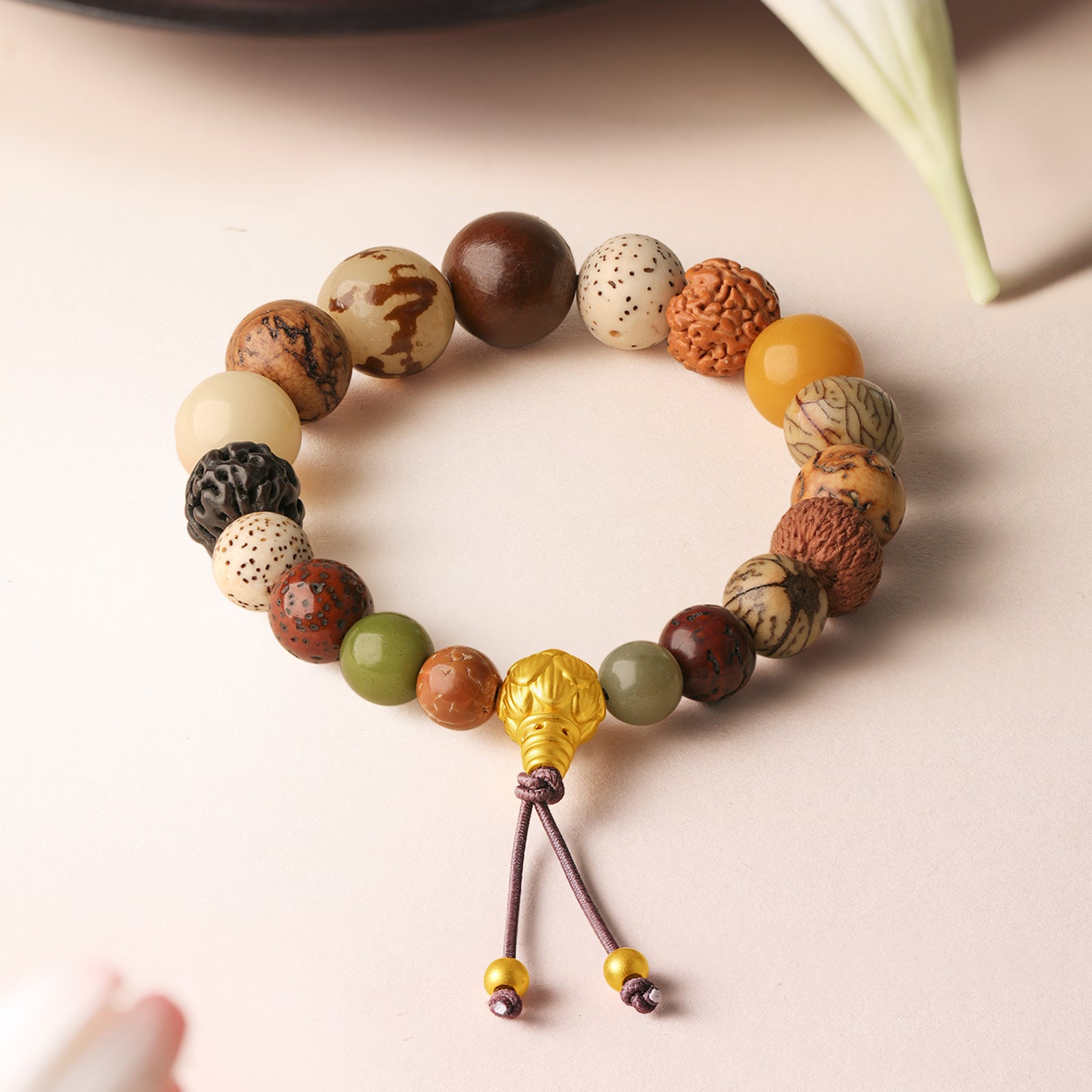 Jiuhua Mountain' 24K Gold Beaded Bracelet Eighteen-bead bodhi seed A1914674